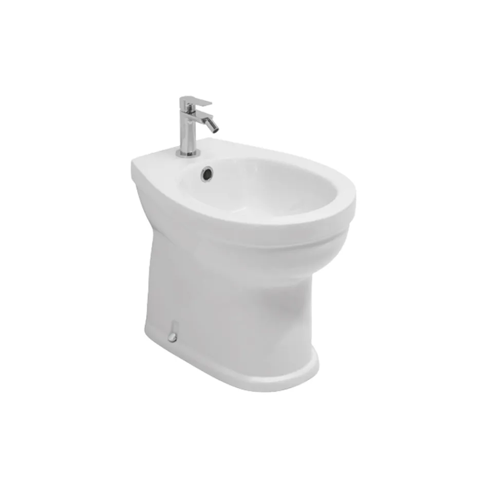 Single-Hole Floor-Mounted Bidet in White Ceramic with an Elegant Modern Design - Silica Viadurini