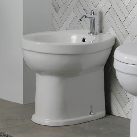 Single-Hole Floor-Mounted Bidet in White Ceramic with an Elegant Modern Design - Silica Viadurini