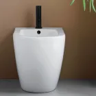 Floor-mounted single-hole bidet in durable white ceramic with a modern design - Olmo Viadurini