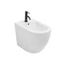 Floor-mounted single-hole bidet in durable white ceramic with a modern design - Olmo Viadurini