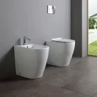 Single-Hole Bidet with Shifted Drain in Ceramic with a Modern Design - Oleandro  Viadurini