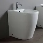 Single-Hole Bidet with Shifted Drain in Ceramic with a Modern Design - Oleandro  Viadurini