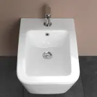 Single-Hole Wall-Hung Bidet in White Ceramic with an Elegant Modern Design - Giunco Viadurini