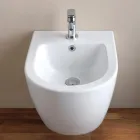 Single-Hole Wall-Hung Bidet in White Ceramic with a Modern Design - Ginepro Viadurini