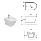 Single-Hole Wall-Hung Bidet in White Ceramic with a Modern Design - Ginepro Viadurini