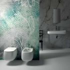 Design suspended bidet in white Gaiola ceramic, made in Italy Viadurini