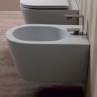 Suspended design ceramic bidet Sun Round 57x37cm, made in Italy Viadurini