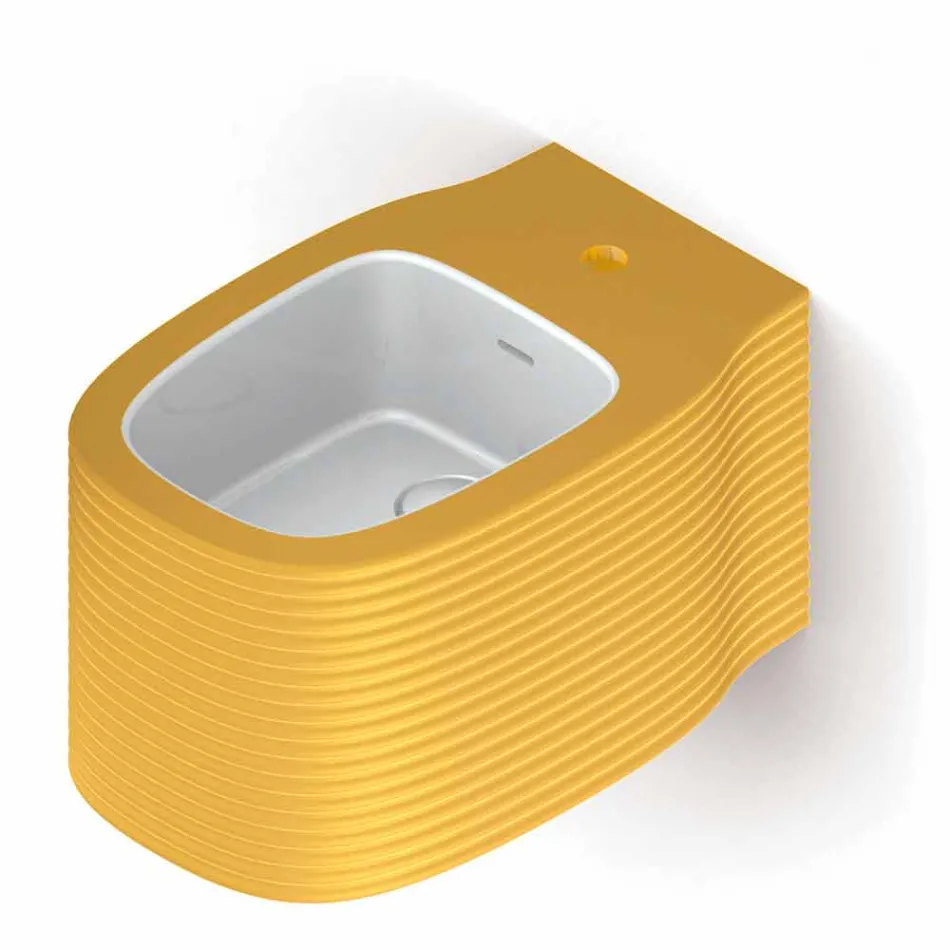 Wall-hung ceramic bidet of modern design produced in Italy, Hamlet Viadurini