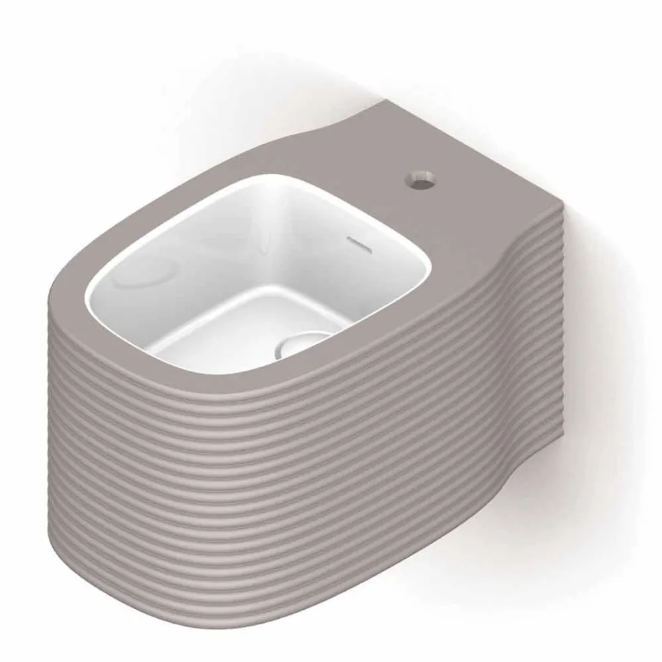 Wall-hung ceramic bidet of modern design produced in Italy, Hamlet Viadurini
