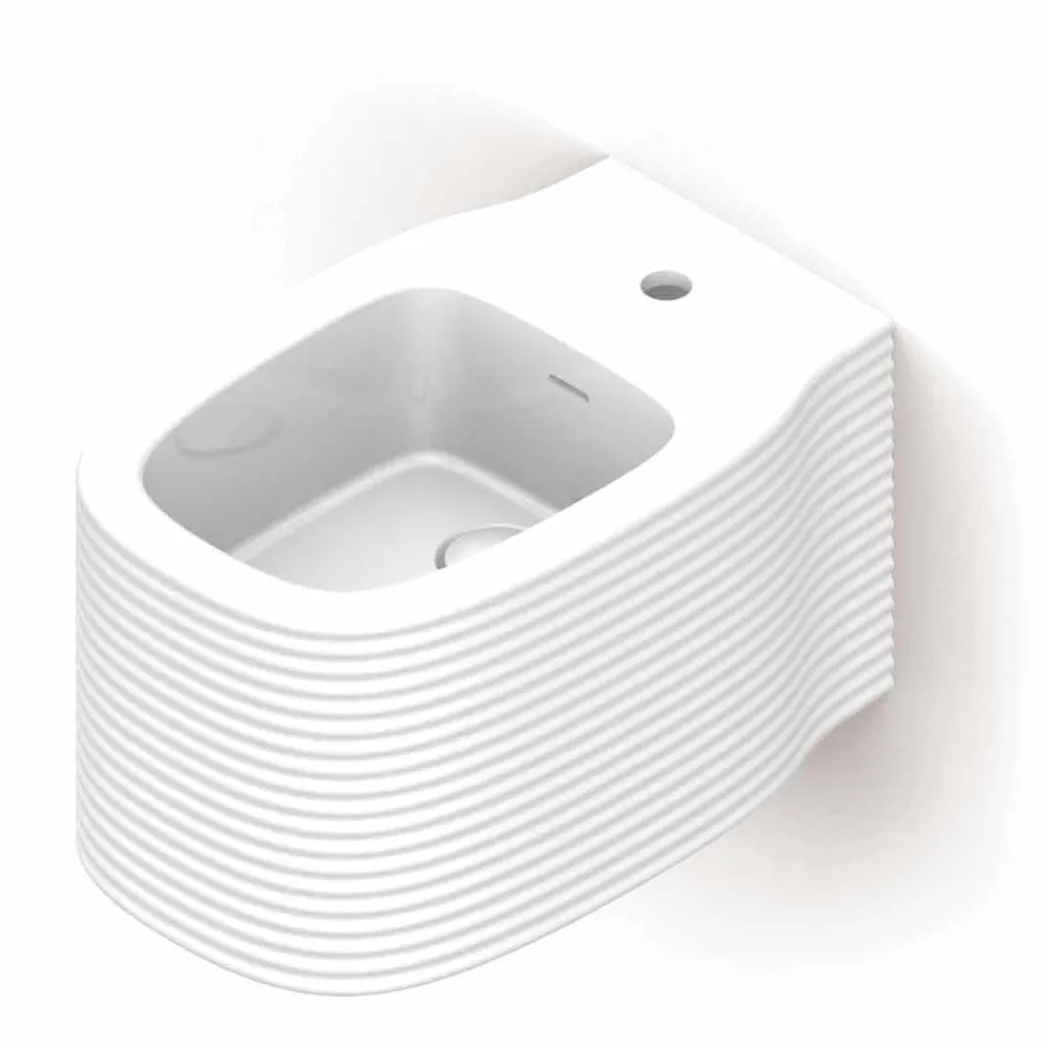 Wall-hung ceramic bidet of modern design produced in Italy, Hamlet Viadurini