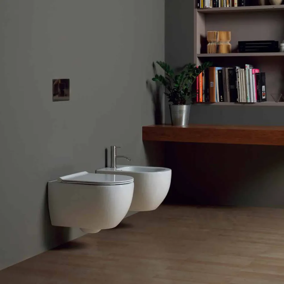 Modern wall hung bidet in white ceramic Star 50x35cm made in Italy Viadurini