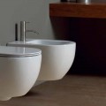 Modern white ceramic wall hung bidet Star 50x35cm made in Italy