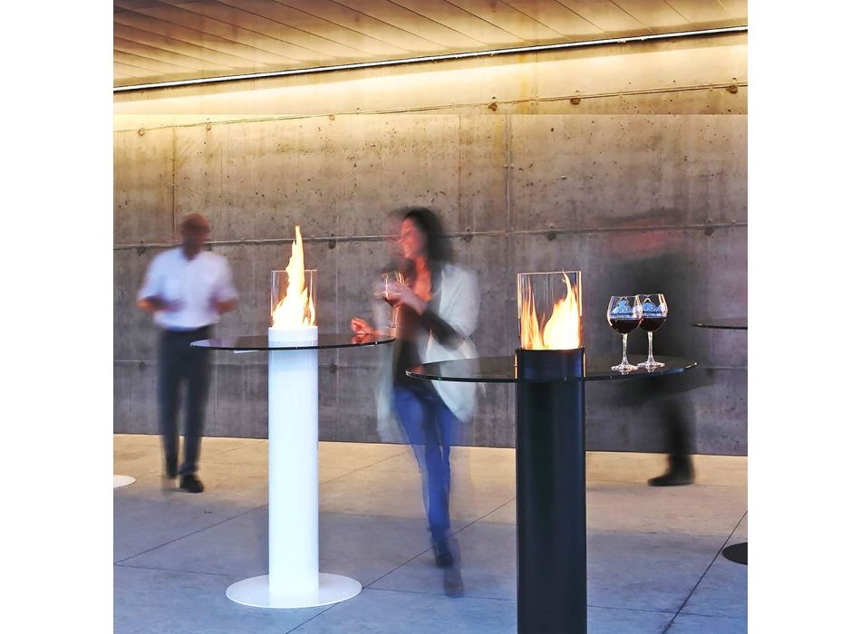 Outdoor table with bioethanol burner and glass top Dean-Table Viadurini