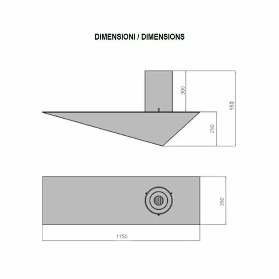 Modern Design Wall Biofireplace in Painted Steel and Glass - Malcolm Viadurini
