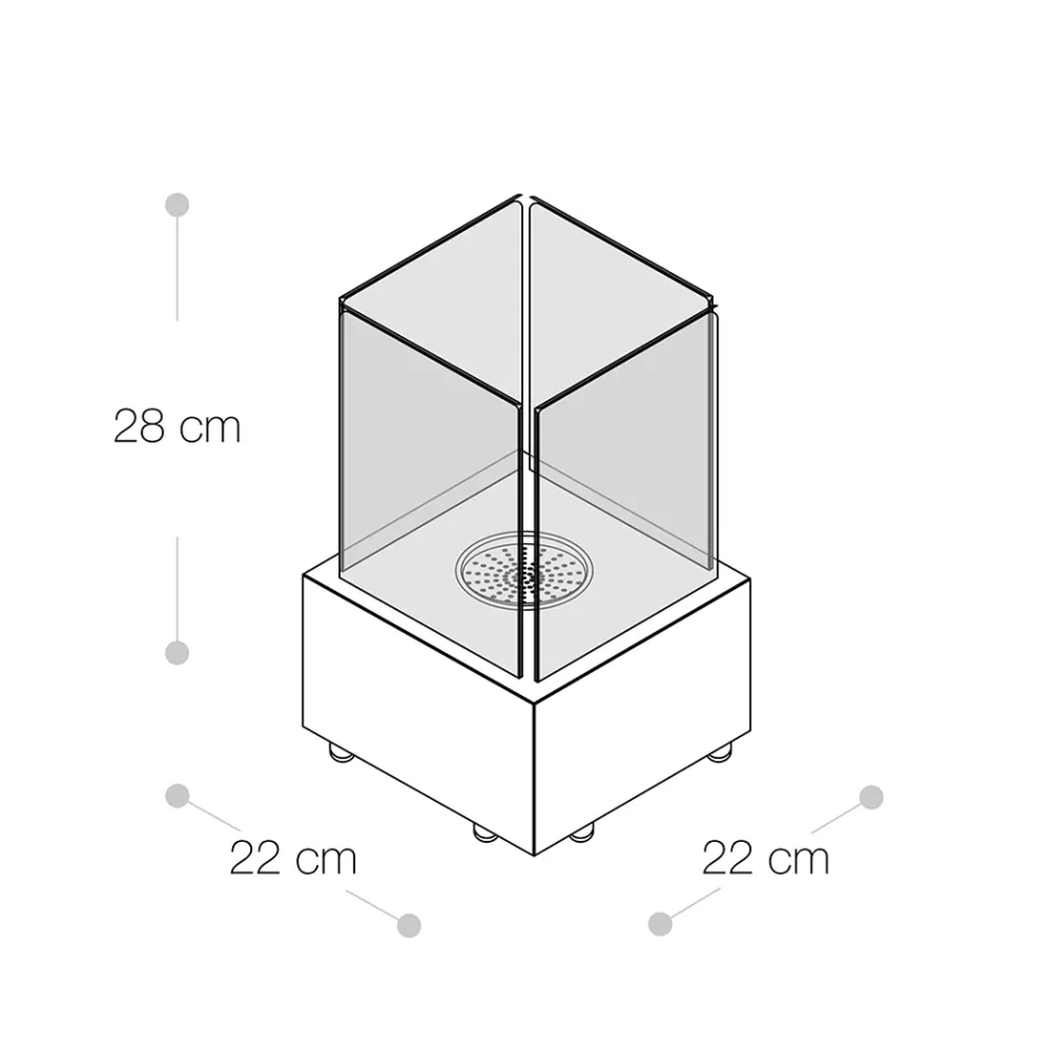 Table Bio-fireplace in Tempered Glass with Base in Black Metal - Coriano Viadurini