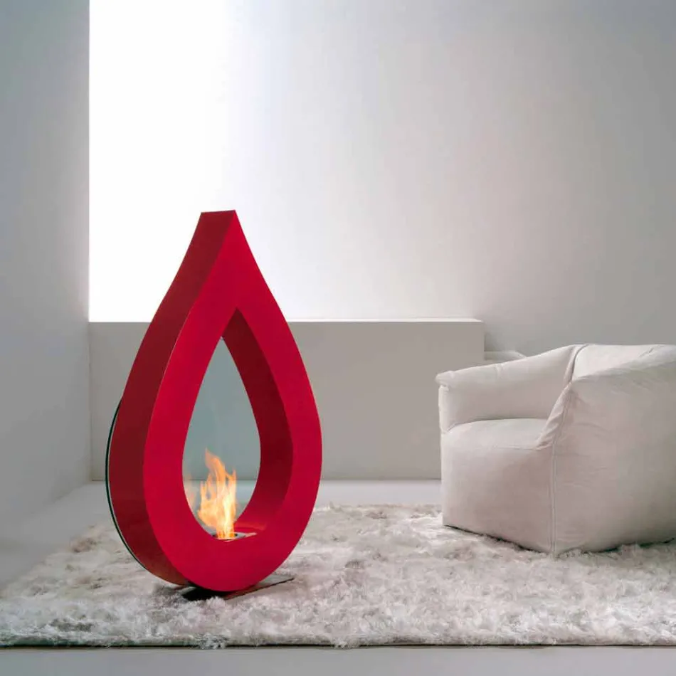 Biocamino from bioethanol earth, flame modern design in the shape Todd Viadurini