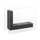 Floor biofireplace with double-sided structure in glass and black metal - Squillo Viadurini