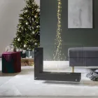 Floor biofireplace with double-sided structure in glass and black metal - Squillo Viadurini