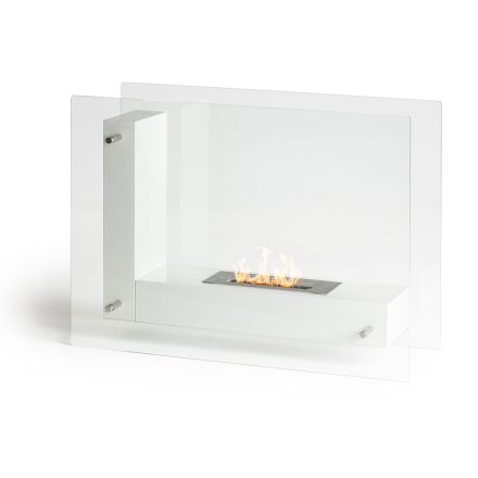 Floor Bio-Fireplace with Double-Sided Structure in Glass and Metal - Planeto Viadurini
