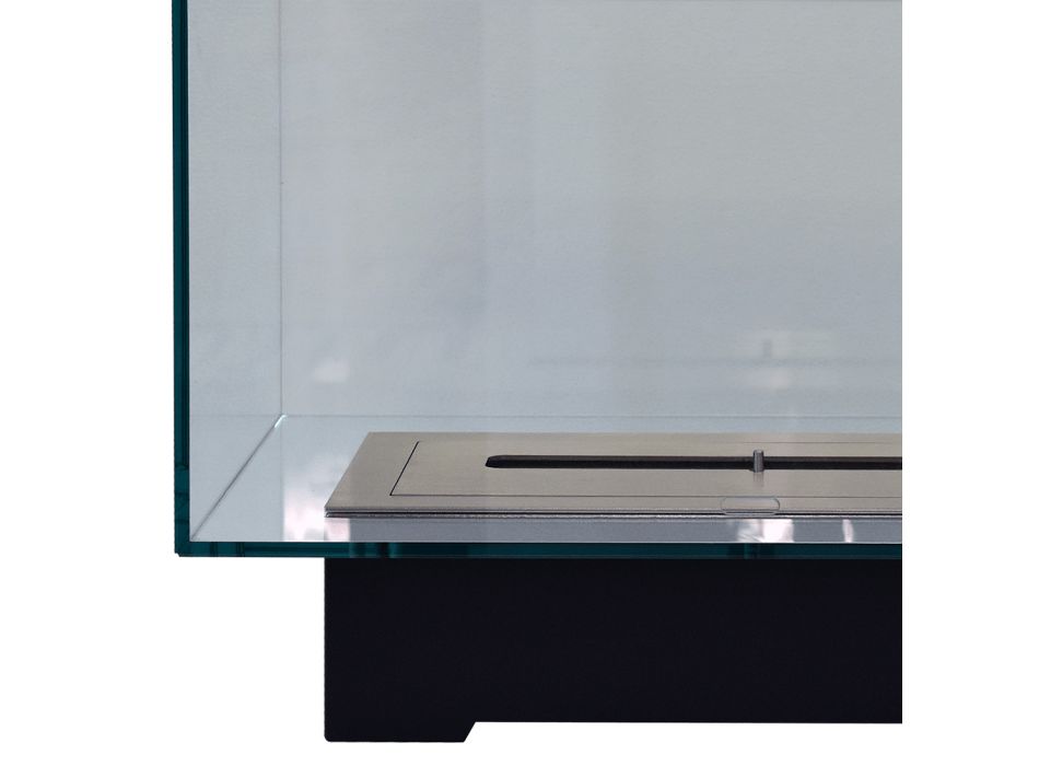 Modern Design Floor Bio-fireplace in Glass and Steel or Corten - Bradley Viadurini