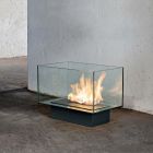 Modern Design Floor Bio-fireplace in Glass and Steel or Corten - Bradley Viadurini