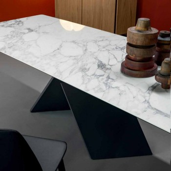 Bonaldo Ax flat design table in ceramic metal base made in Italy