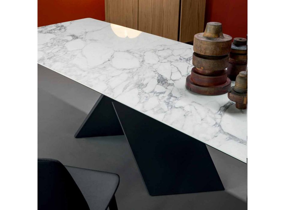 Bonaldo Ax flat design table in ceramic metal base made in Italy