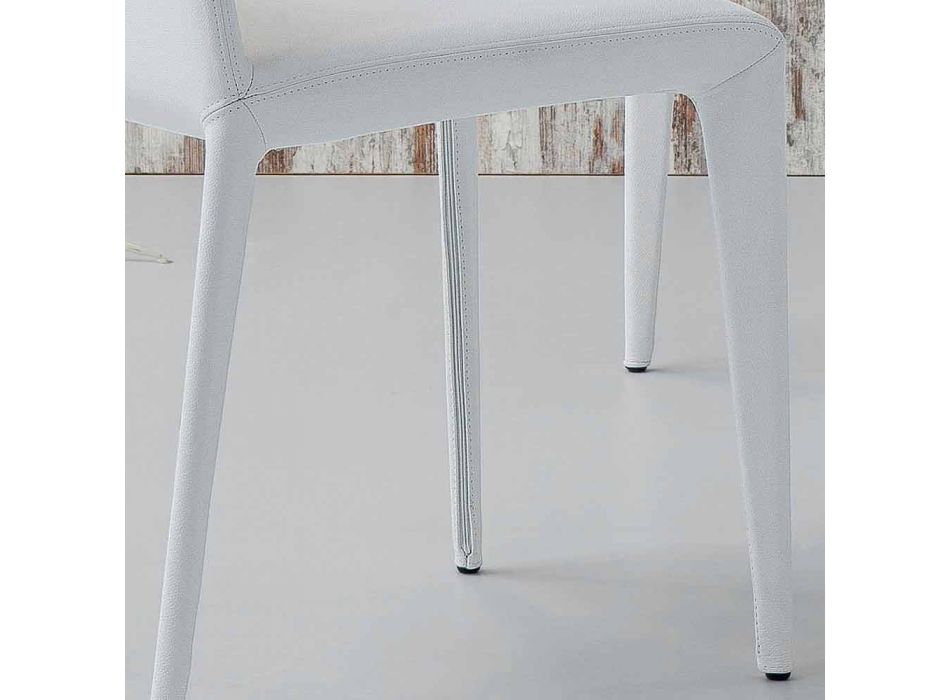 Bonaldo Filly upholstered design chair in white leather made in Italy