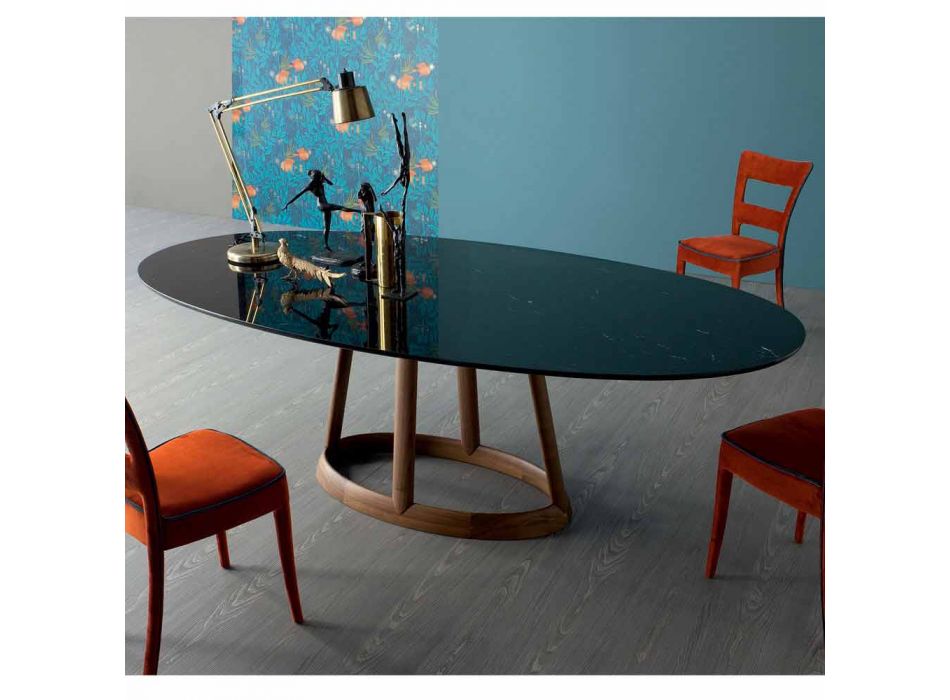 Bonaldo Greeny design oval table in Marquinia marble made in Italy