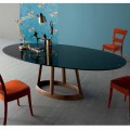 Bonaldo Greeny oval dining table, Marquinia marble top, made in Italy
