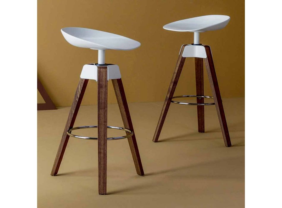 Bonaldo Plumage swivel stool made of steel and wood made in Italy