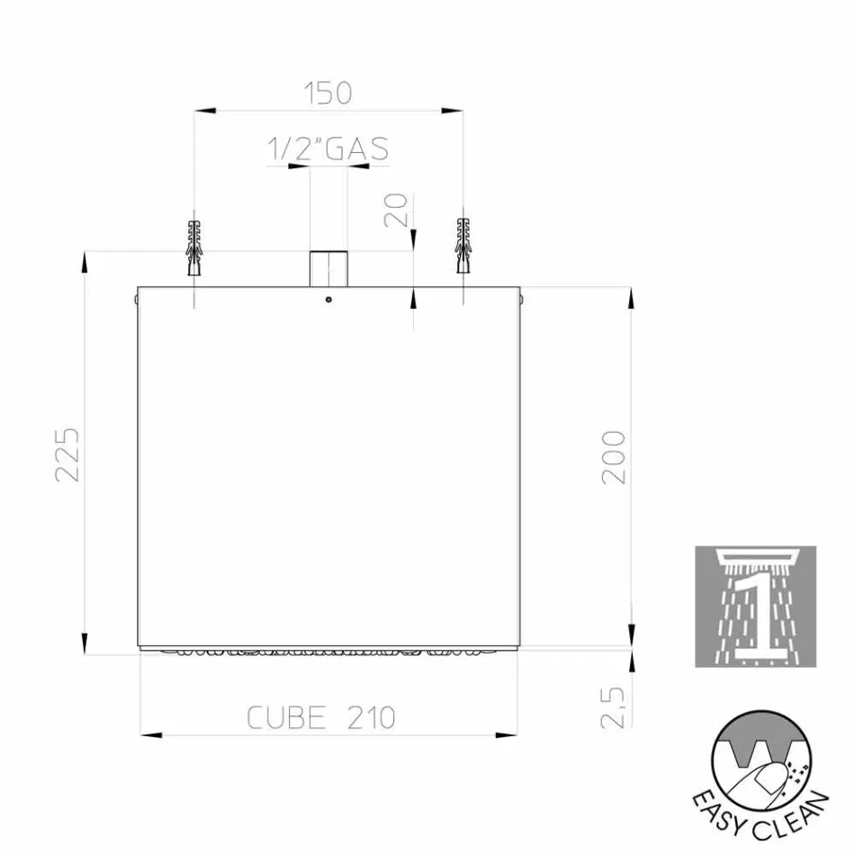 Bossini Cube shower head coated steel to a modern jet Viadurini