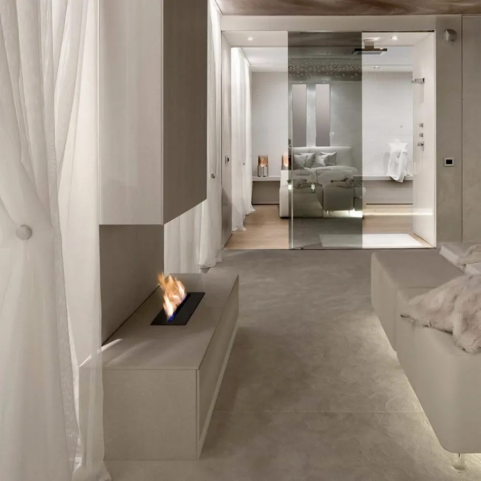 Stainless Steel Bioethanol Burner for Linear Fireplace Made in Italy - Brandon Viadurini