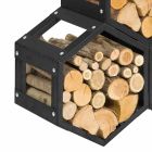 Caf Design Esagono Nero Firewood holder in steel Made in Italy Viadurini
