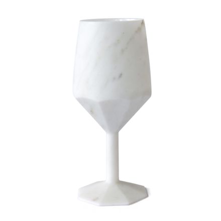 Cocktail Glass in Italian Luxury Satin Carrara White Marble - Rennet Viadurini