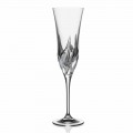 Champagne Flute Glass in Decorated Crystal, 12 Pieces, Luxury Line - Avvento
