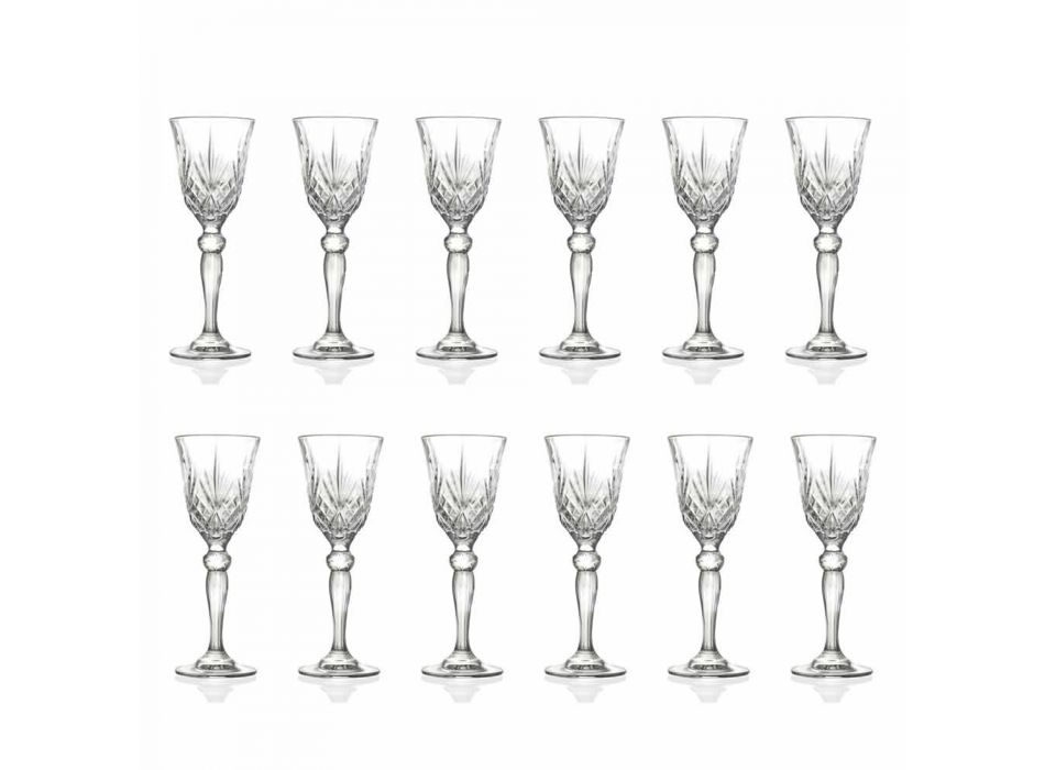 Vintage Design Liqueur Glass in Ecological Crystal 12 Pieces - Cantabile Viadurini
