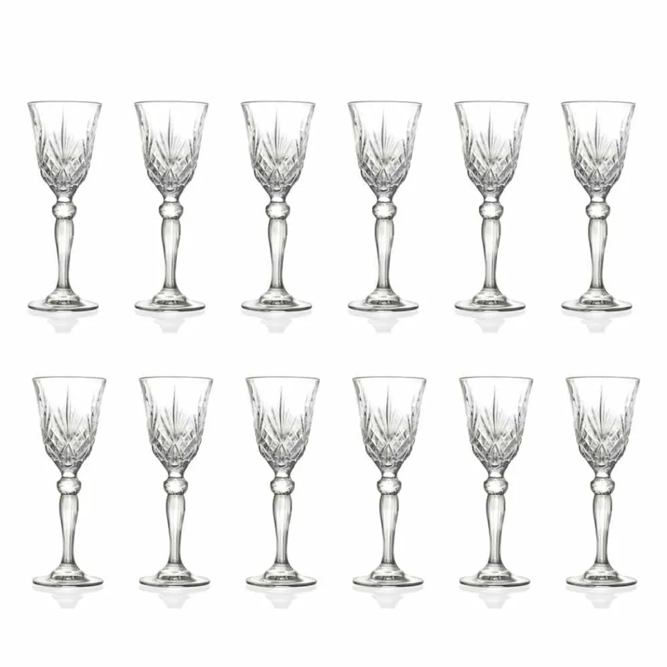 Vintage Design Liqueur Glass in Ecological Crystal 12 Pieces - Cantabile Viadurini