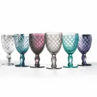 Wine or Water Goblet in Colored or Transparent Glass with Decorations, 12 Pieces - Rocca Viadurini
