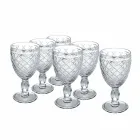 Wine or Water Goblet in Colored or Transparent Glass with Decorations, 12 Pieces - Rocca Viadurini