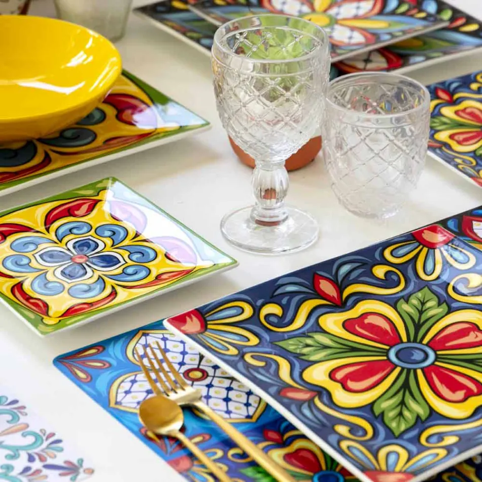 Wine or Water Goblet in Colored or Transparent Glass with Decorations, 12 Pieces - Rocca Viadurini