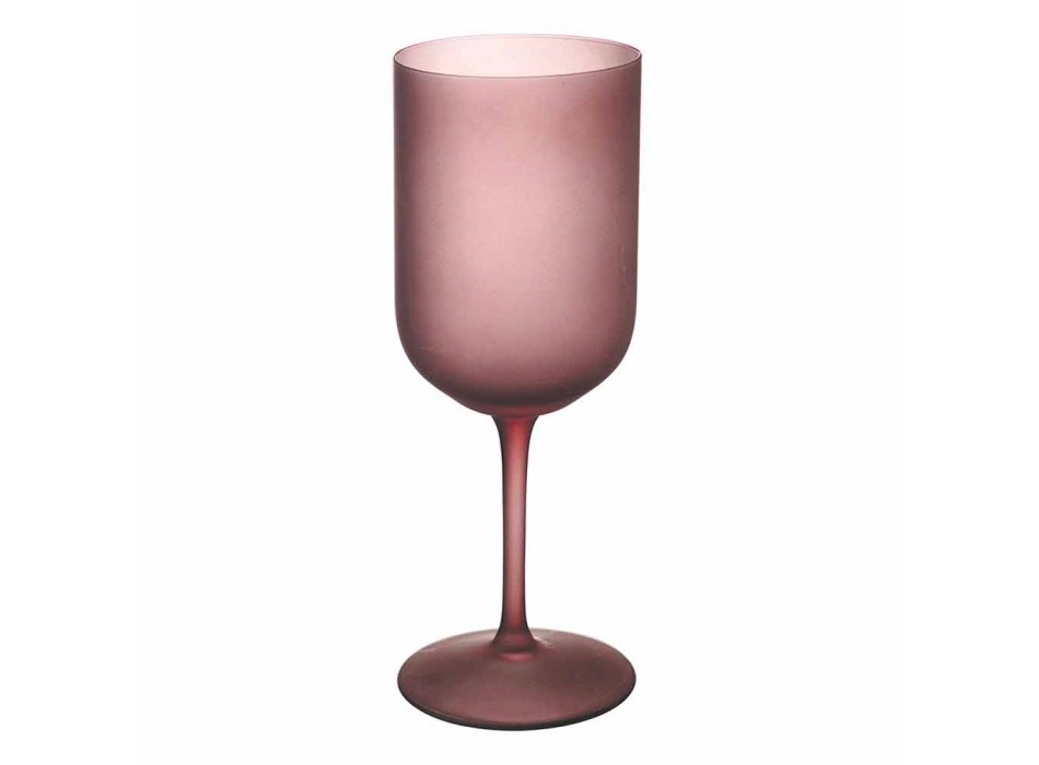 Colored Wine Glasses in Frosted Glass with Ice Effect 12 Pieces - Norvegio Viadurini
