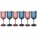Colored Wine Glasses in Frosted Glass with Ice Effect 12 Pieces - Norvegio