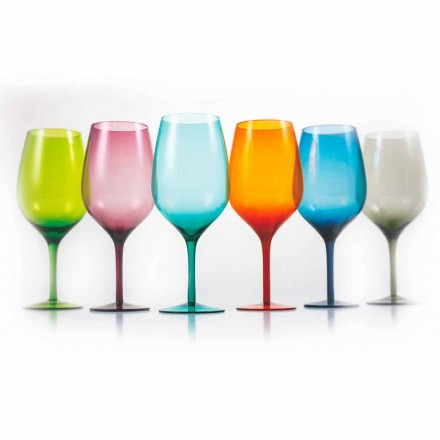 White or Red Colored Wine Glasses in Glass 3 Variants 12 Pieces - Aperi Viadurini