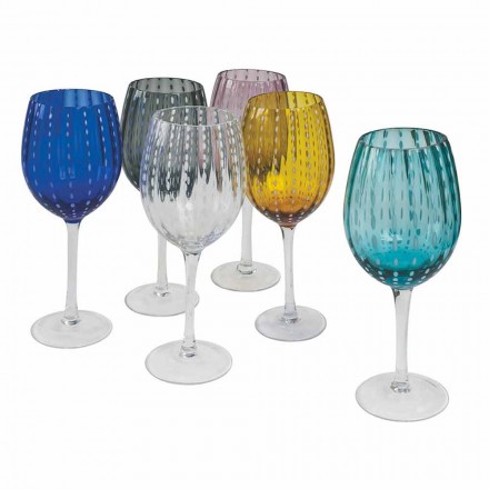 Colored and Modern Glass Wine Glasses 12 Pieces Elegant Service - Persia Viadurini