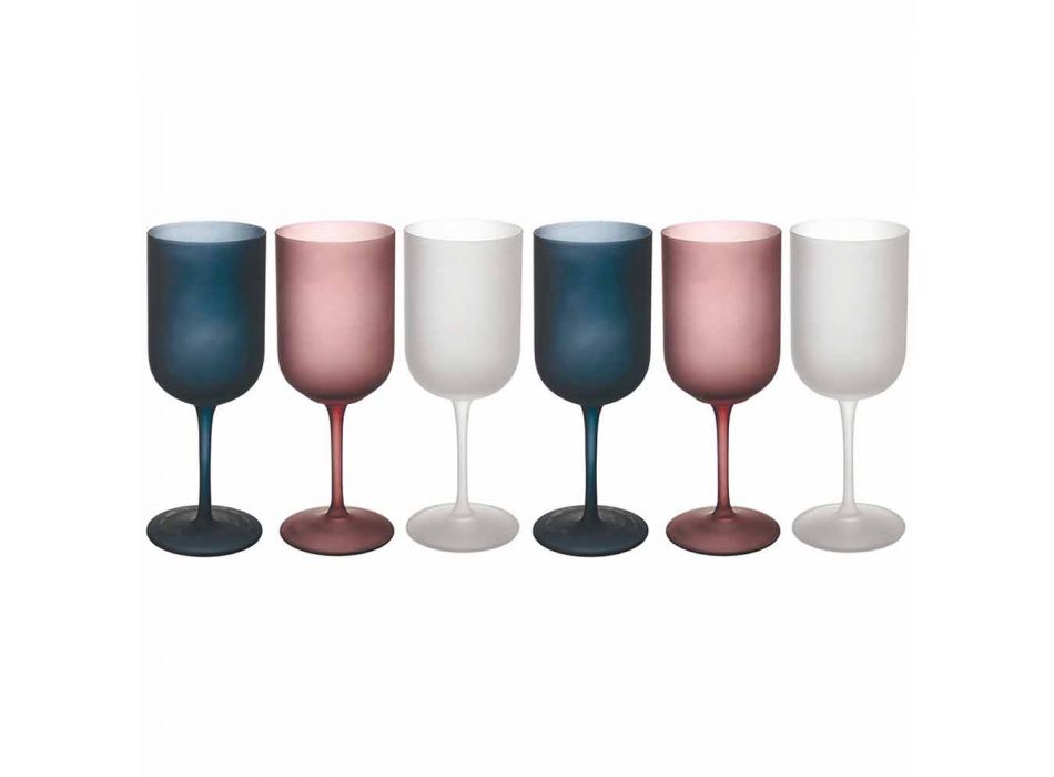 Colored Gravel Effect Frosted Glass Wine Glasses, 12 Pieces - Autumn Viadurini