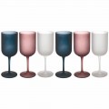 Colored Gravel Effect Frosted Glass Wine Glasses, 12 Pieces - Autumn