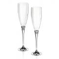 Luxury Flute Goblets in Glass, Metal and Heart Crystals 2 Pieces - Quost