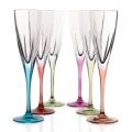 Flute Glasses in Colored or Transparent Ecological Crystal 12 Pcs - Amalgam