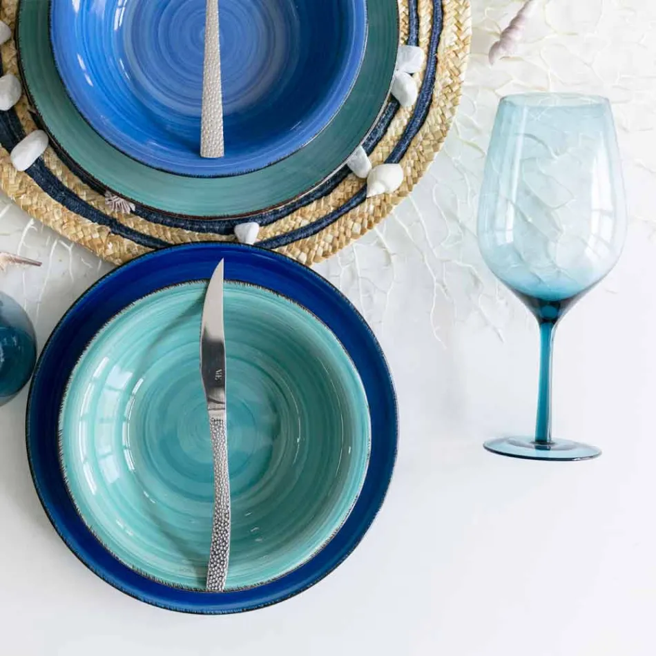 Colored Wine Glasses in Frosted Glass with Ice Effect, 12 Pieces - Autumn Viadurini